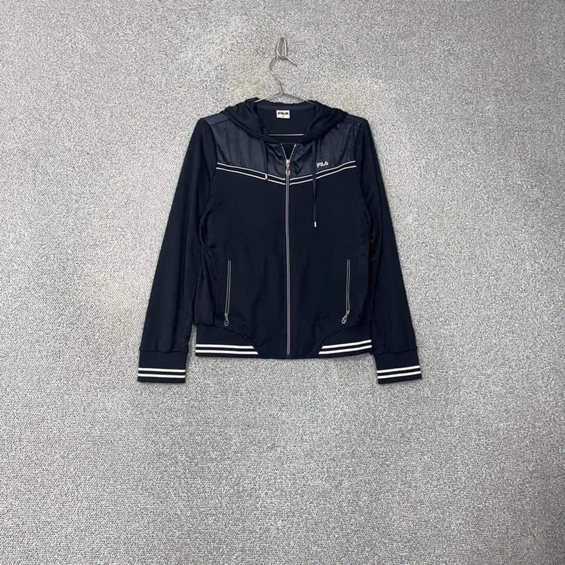 휠라 여성 네이비 로고 후드집업 100 상품이미지1