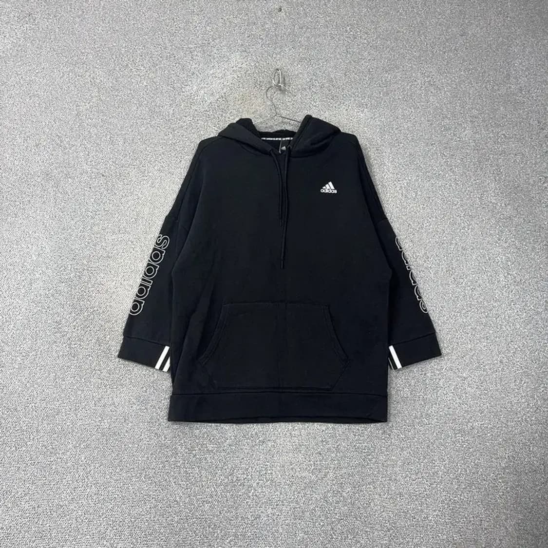 아디다스 블랙 로고 롱 오버핏 원피스 후드티 XS 상품이미지1