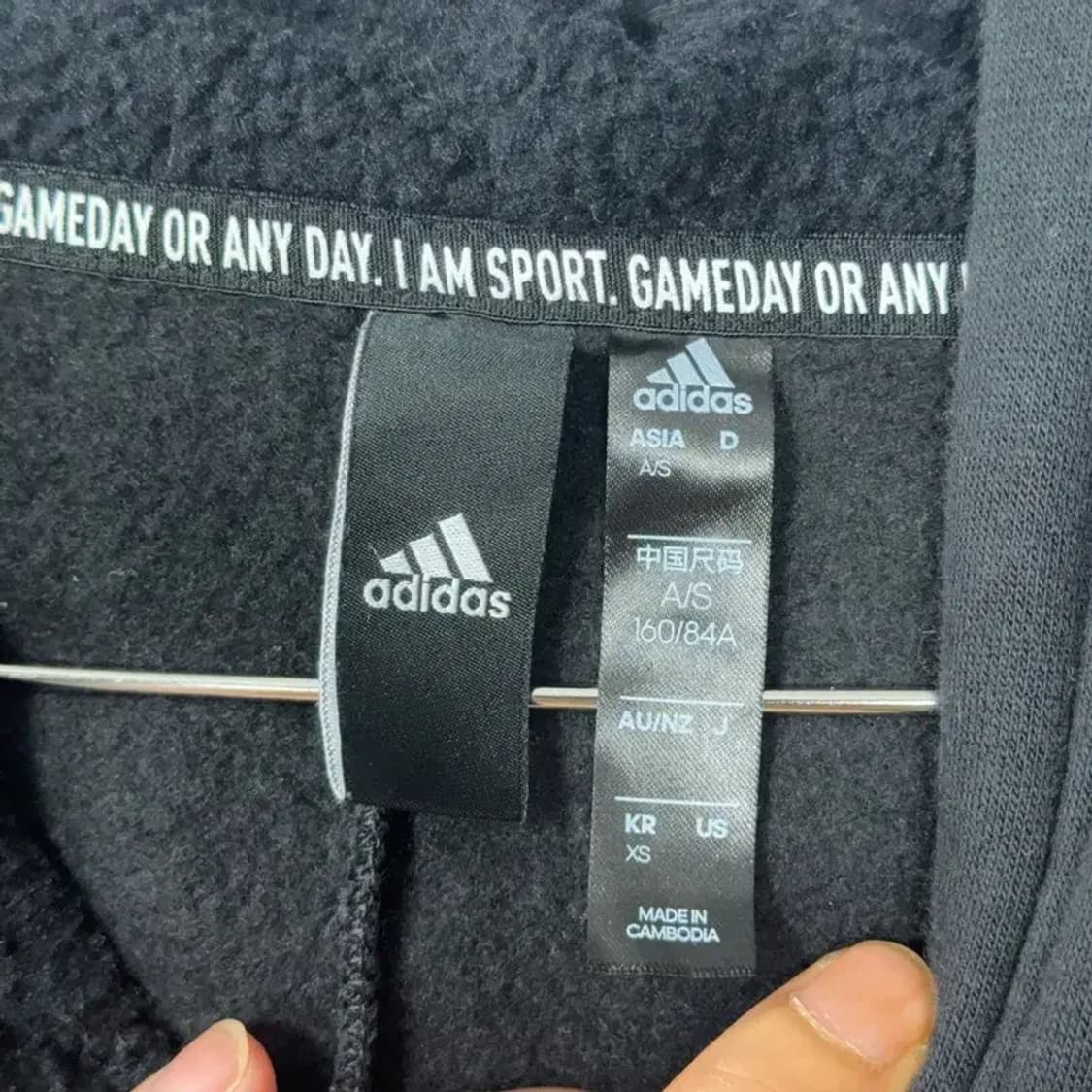 아디다스 블랙 로고 롱 오버핏 원피스 후드티 XS 상품이미지3