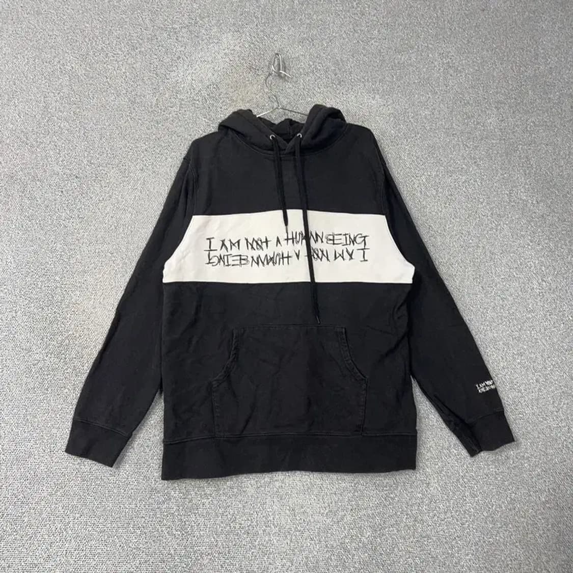 아임낫어휴먼비잉 프린팅 블랙 후드티 XL 상품이미지1