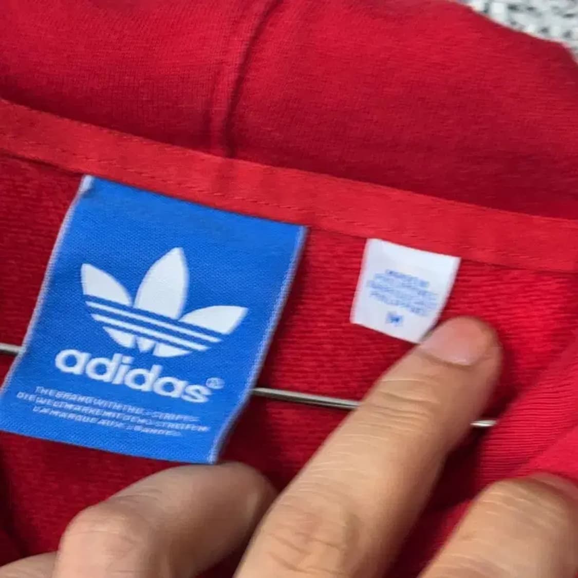 아디다스 트레포일 불꽃로고 레드 후드티 M 상품이미지3