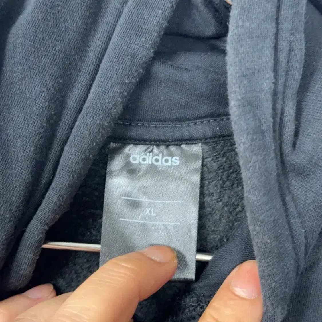 아디다스 삼선 로고 블랙 후드티 XL 상품이미지3