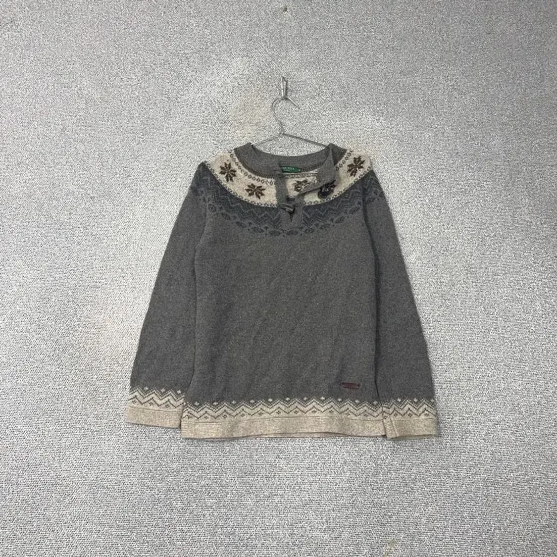 빈폴 그레이 떡볶이 패턴 캐주얼 울 니트 100 상품이미지1