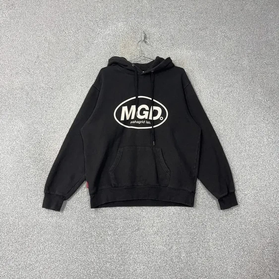 마하그리드 프린팅 블랙 후드티 L 상품이미지1