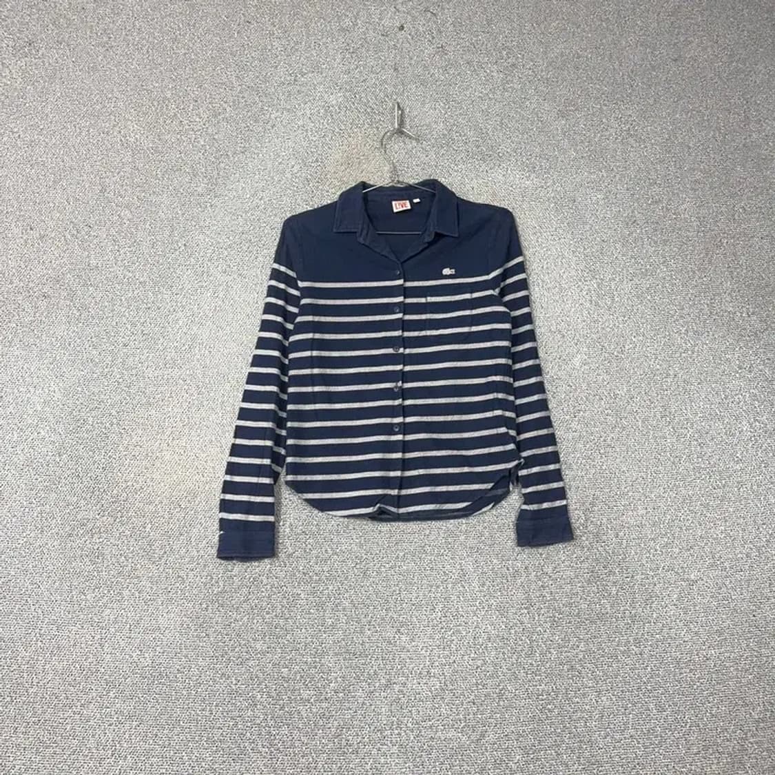 라코스테 스트라이프 코튼 네이비 셔츠 XS 상품이미지1