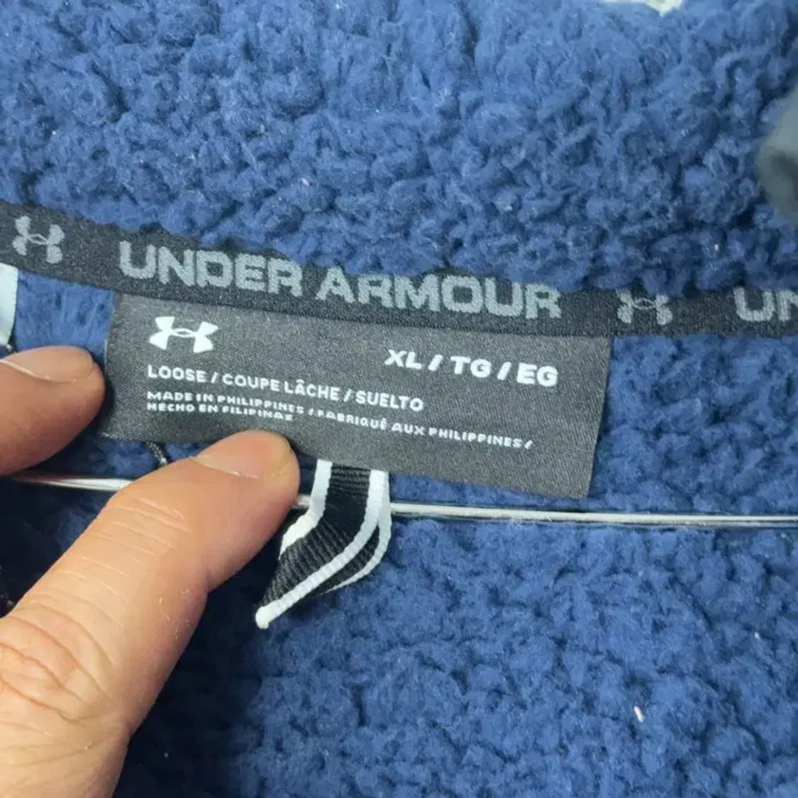 언더아머 네이비 로고 양털 후리스 집업 자켓 XL 상품이미지3