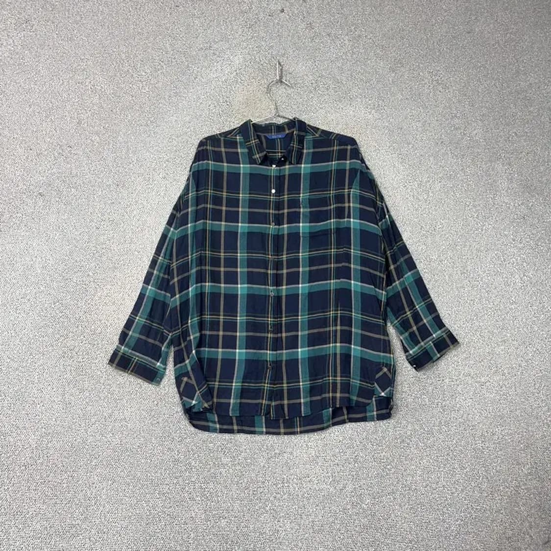 키이스 여성 네이비 체크 롱 셔츠 남방 85-160 상품이미지1
