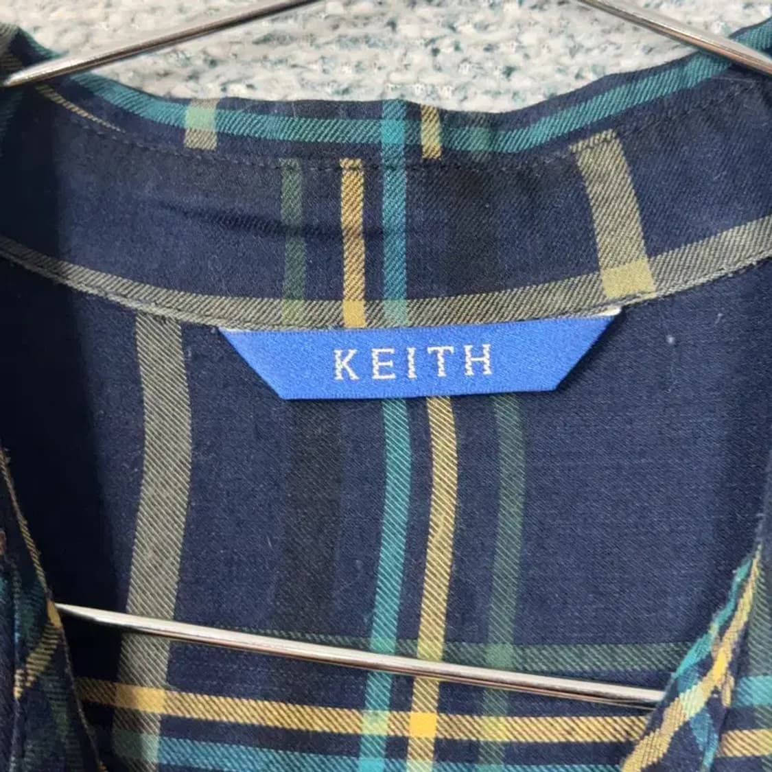 키이스 여성 네이비 체크 롱 셔츠 남방 85-160 상품이미지3