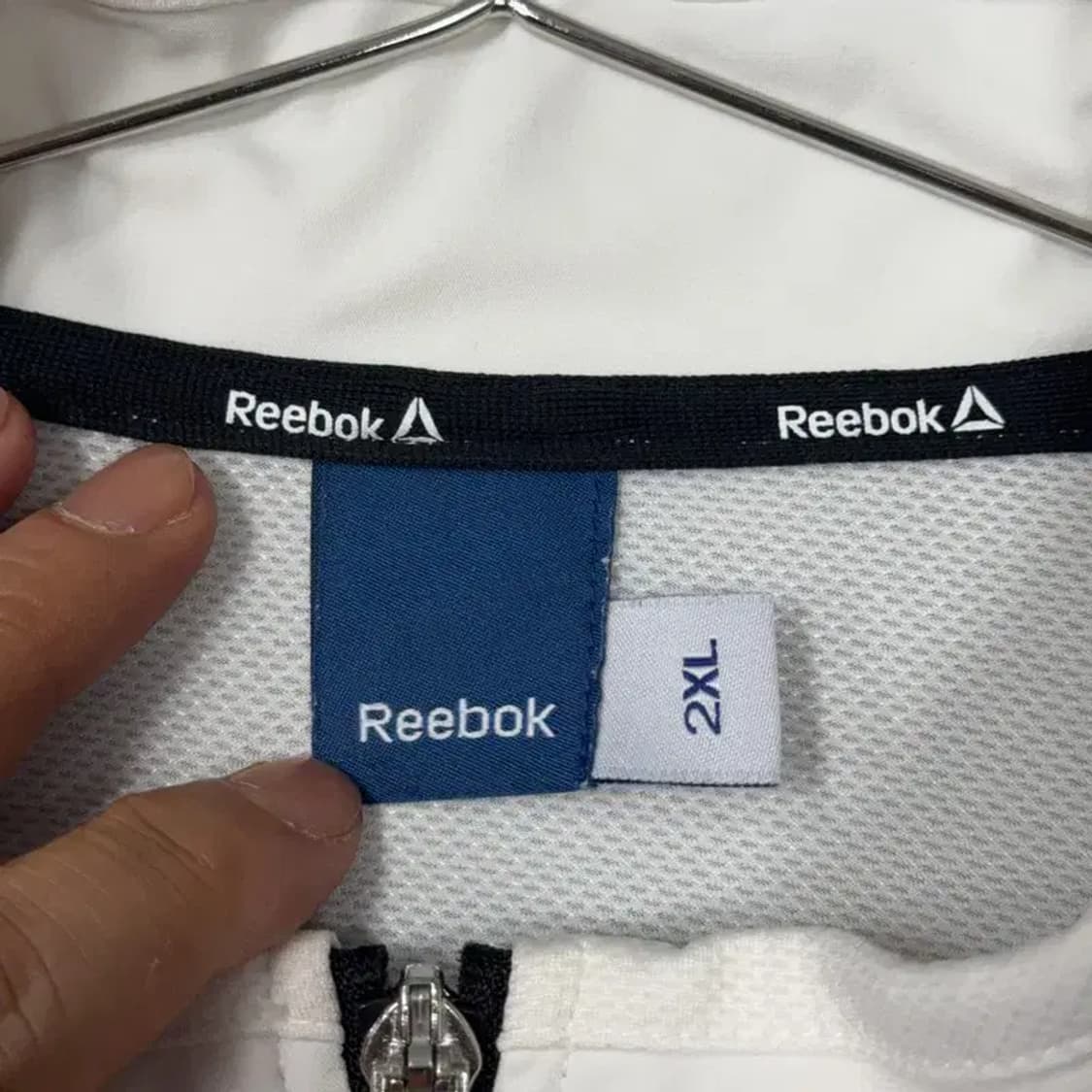 리복 로고 화이트 기능성 집업 저지 2XL 상품이미지3