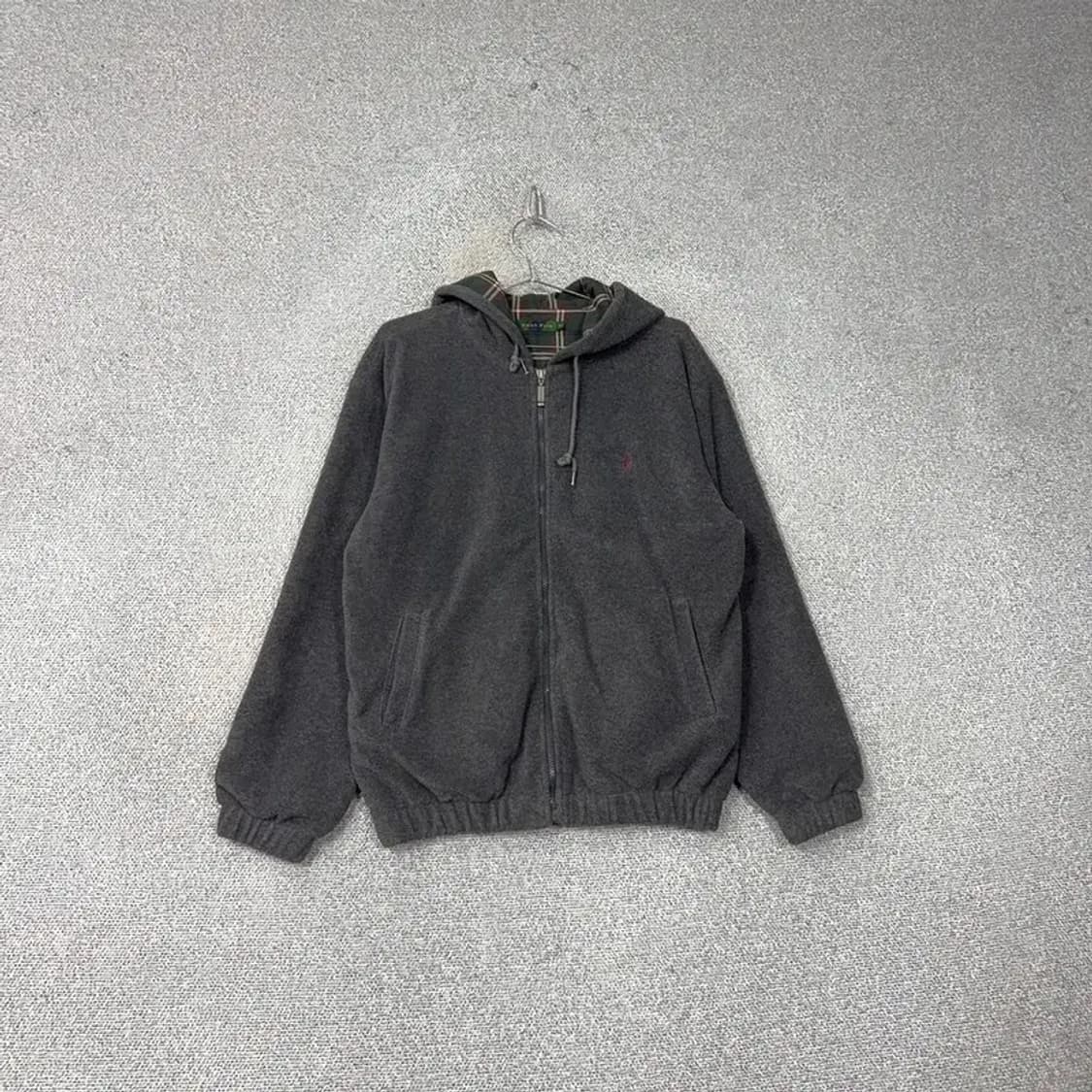 빈폴 로고 딥그레이 빈티지 후리스 후드집업 95 상품이미지1