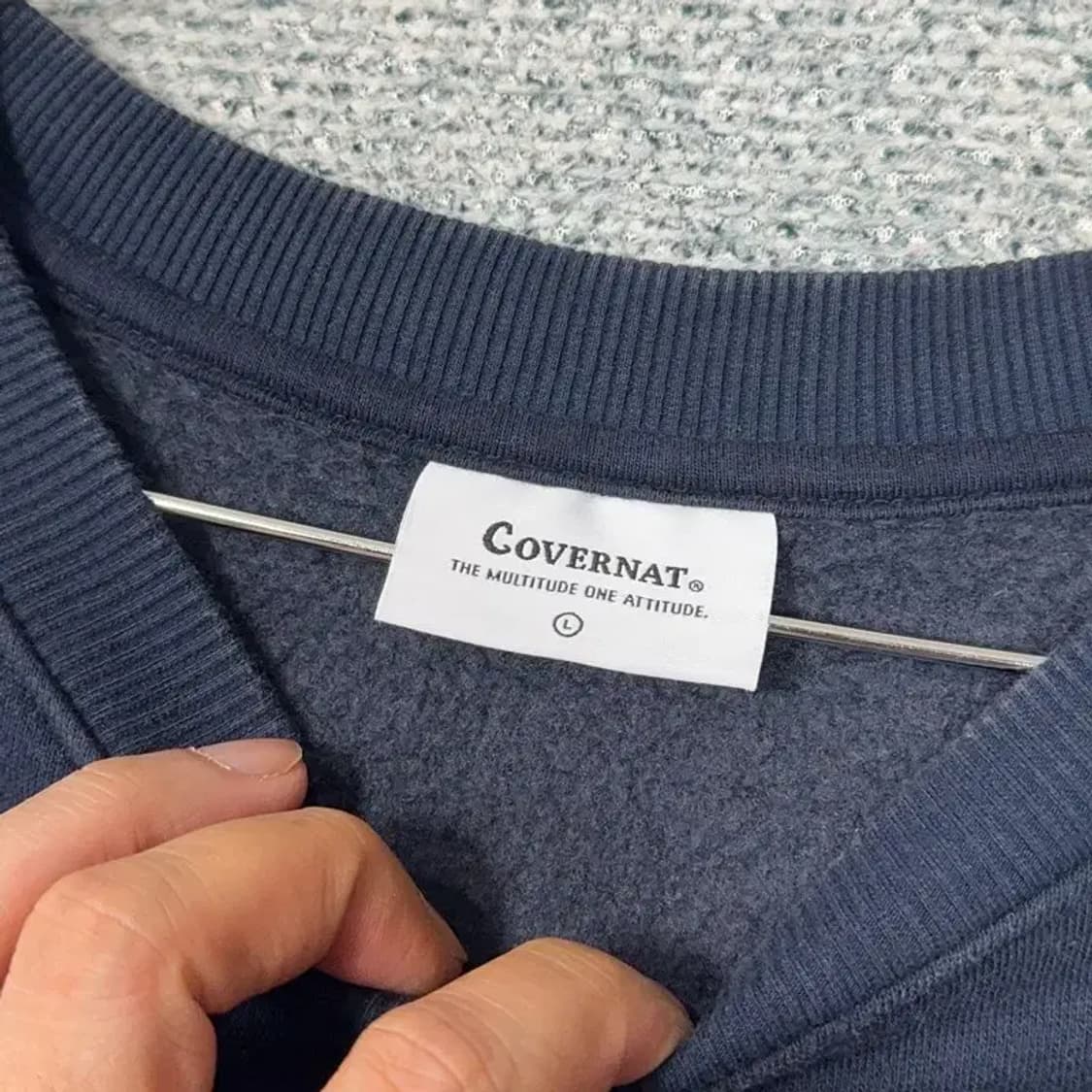 커버낫 캐주얼 로고 오버핏 네이비 맨투맨 L 상품이미지3