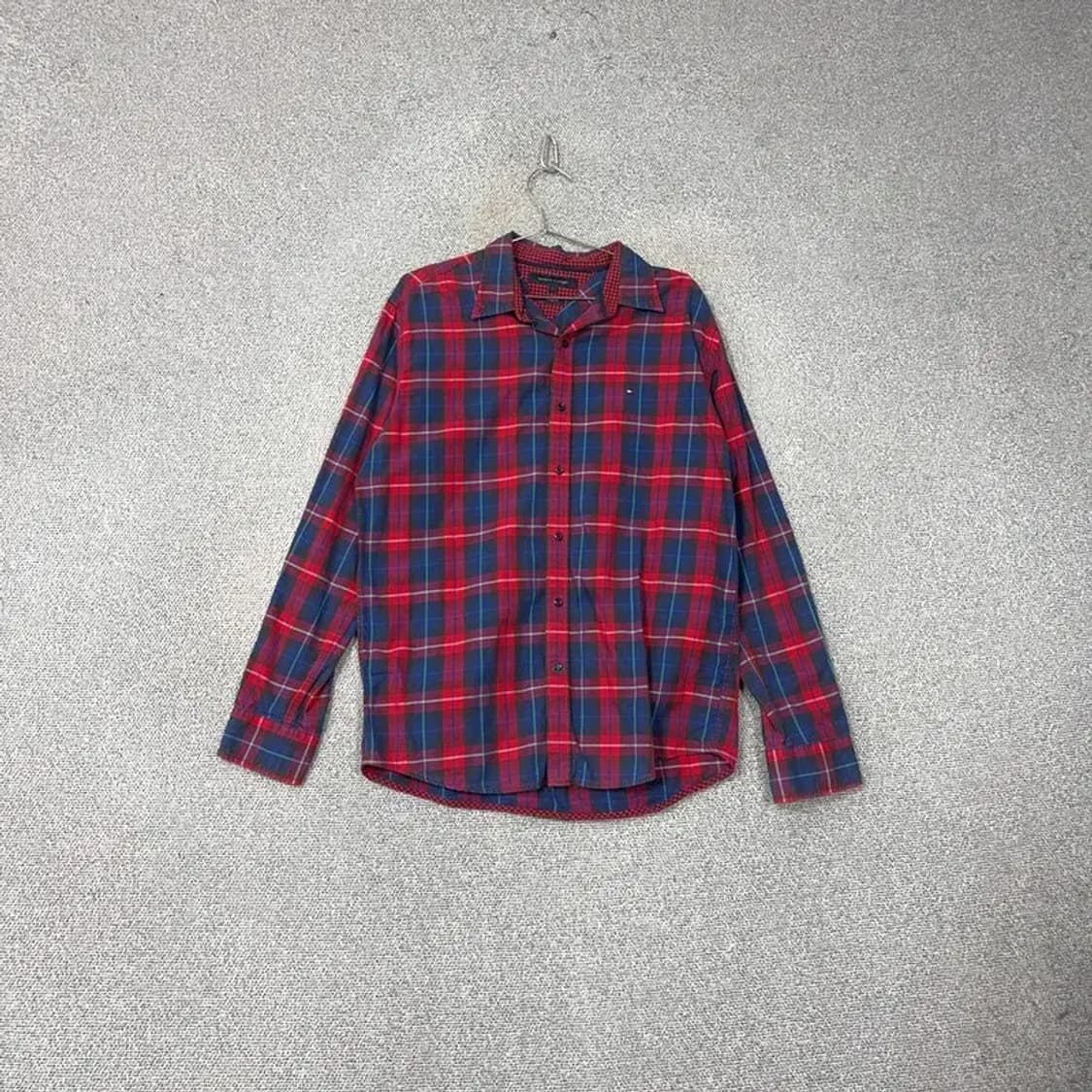 타미힐피거 빈티지 로고 남성 레드 체크 셔츠 L 상품이미지1