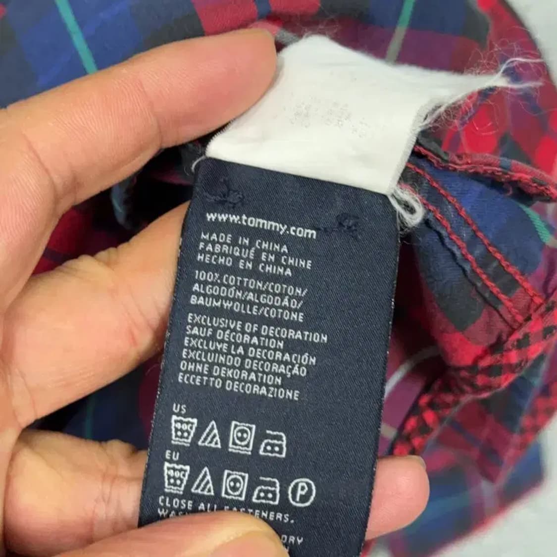 타미힐피거 빈티지 로고 남성 레드 체크 셔츠 L 상품이미지4