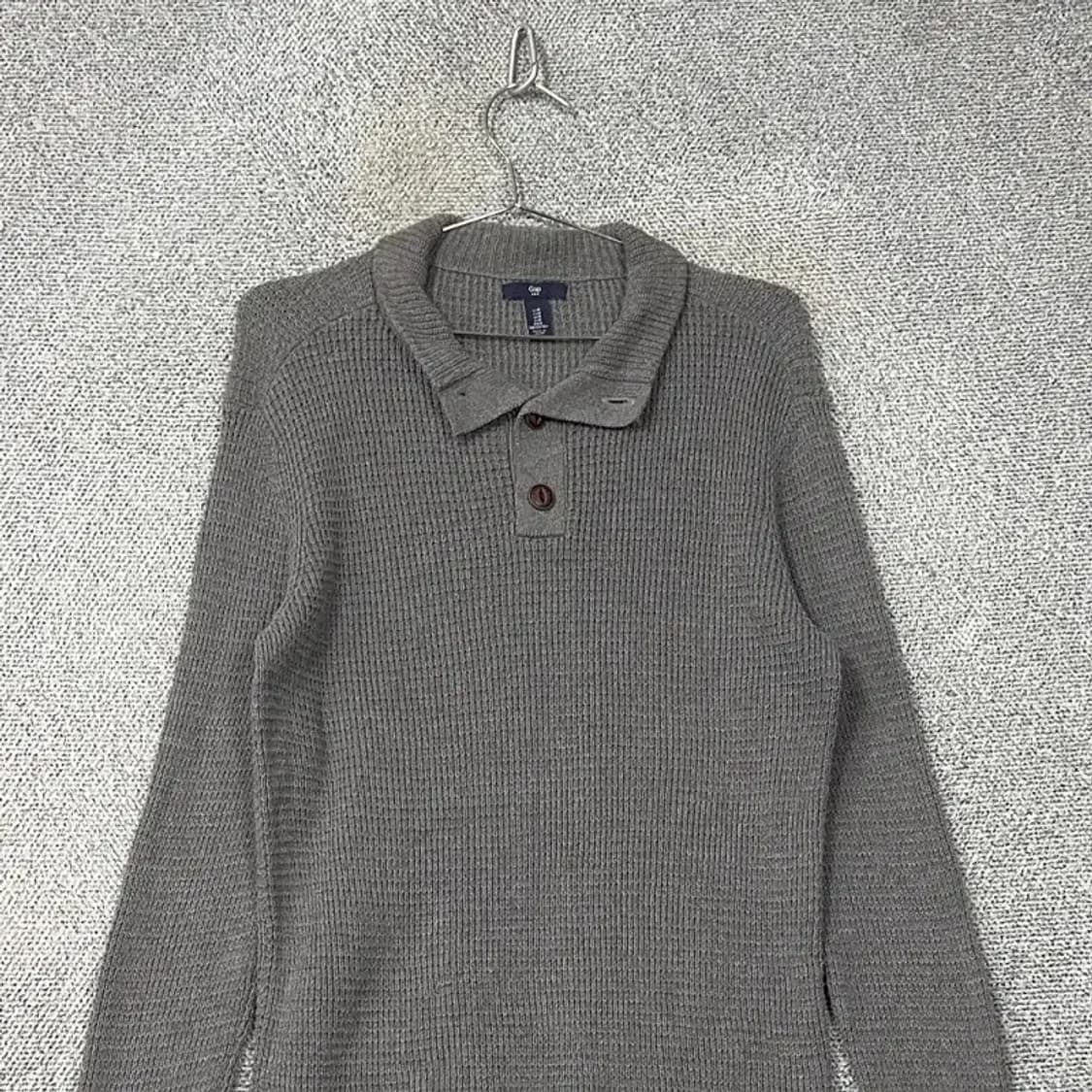 갭 버튼 그레이 캐주얼 코튼 카라 니트 M 상품이미지3