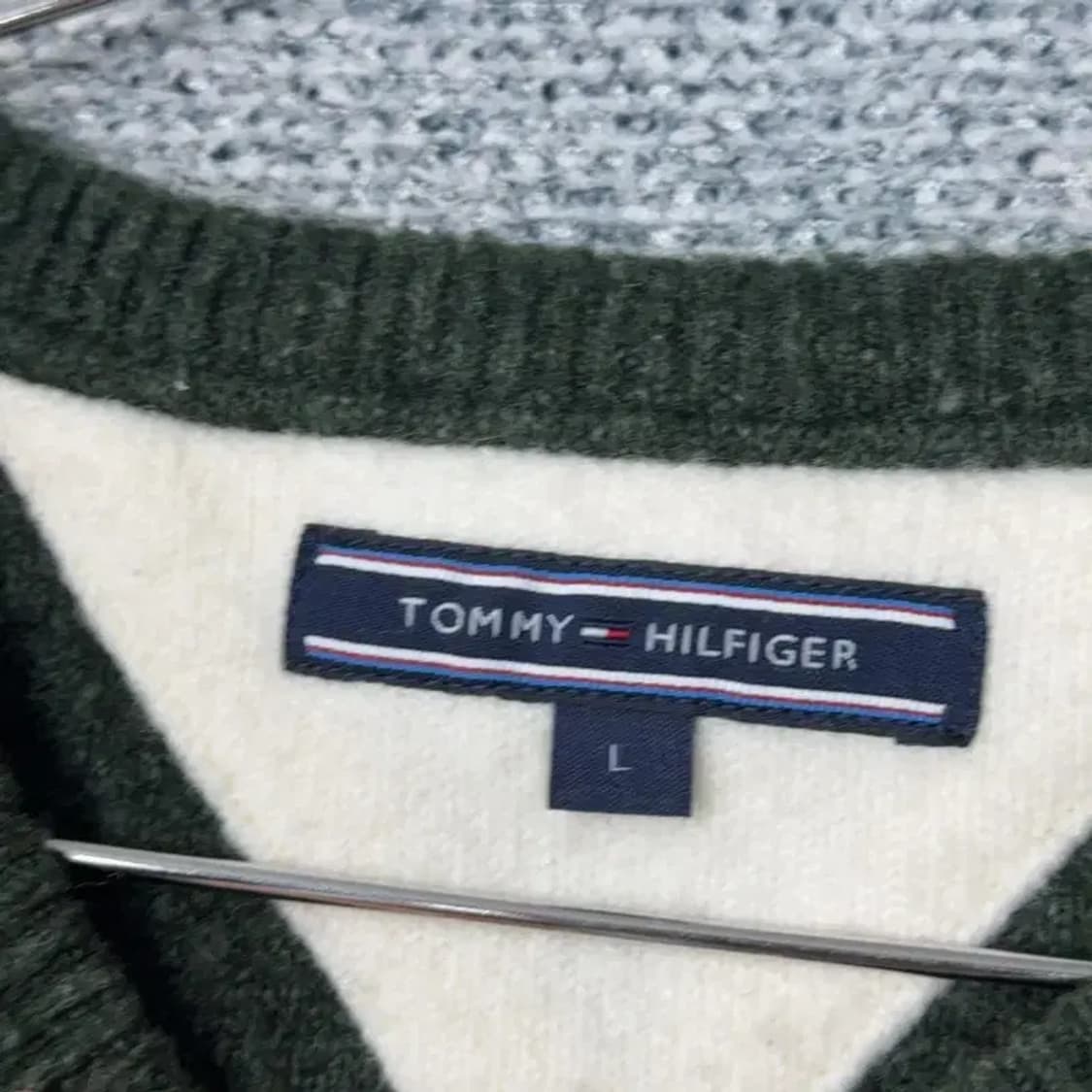 타미힐피거 스트라이프 카키 니트 L 상품이미지5