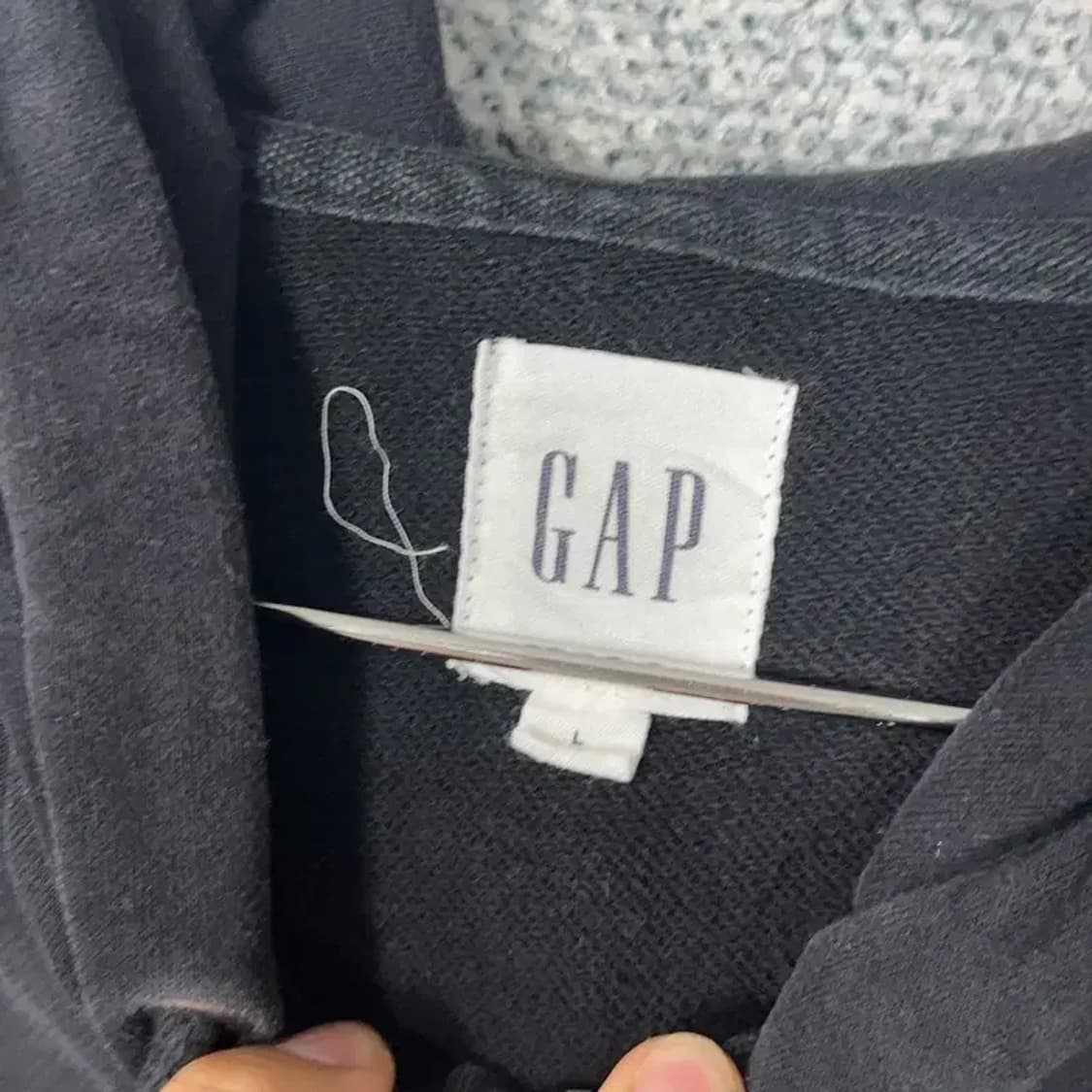 갭 블랙 박스 프린팅 로고 오버핏 후드집업 L 상품이미지3