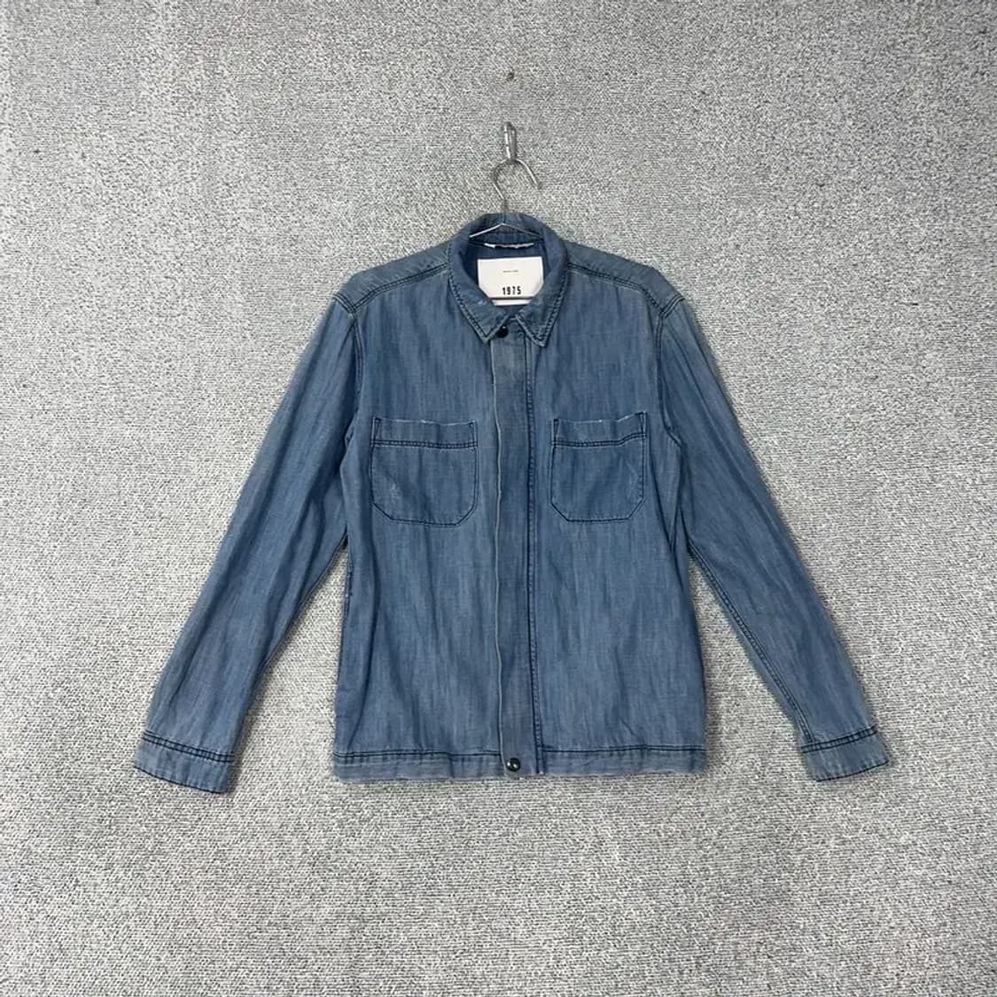 자라 1975 투포켓 빈티지 워싱 인디고 데님 셔츠 집업 L 상품이미지1