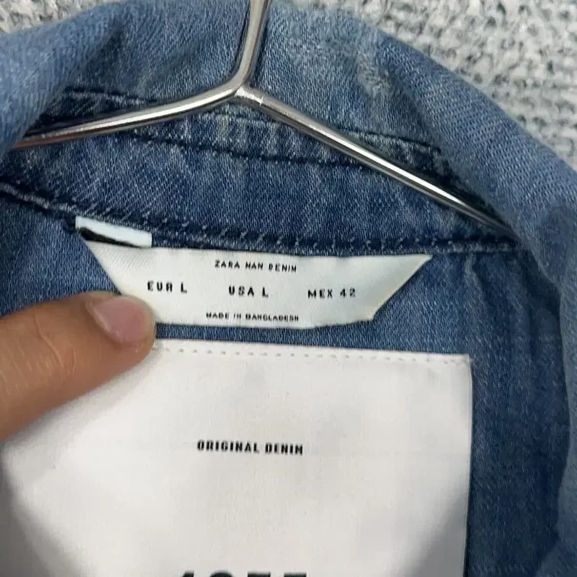 자라 1975 투포켓 빈티지 워싱 인디고 데님 셔츠 집업 L 상품이미지3