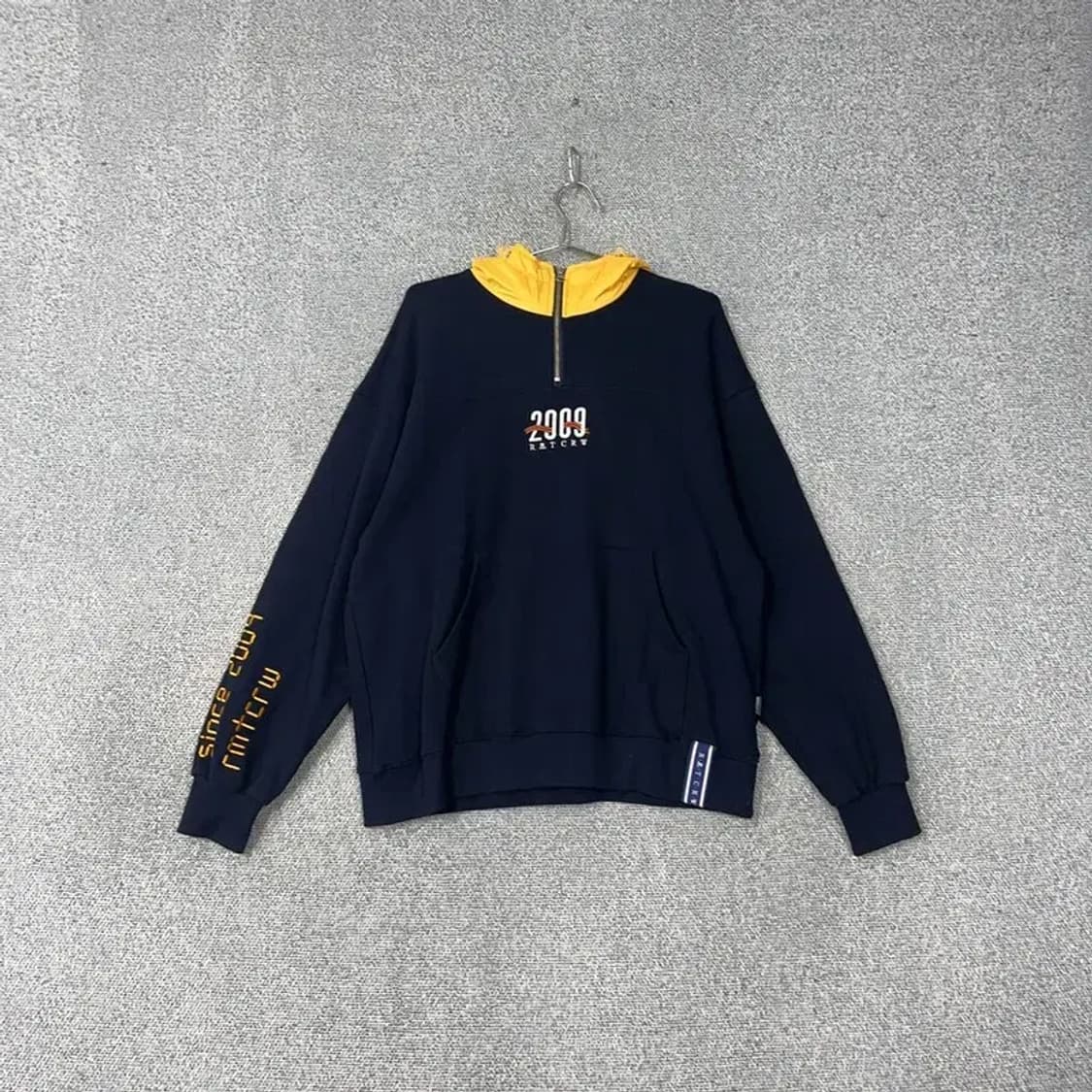 로맨틱크라운 로고 빈티지 오버핏 반집업 후드티 M 상품이미지1