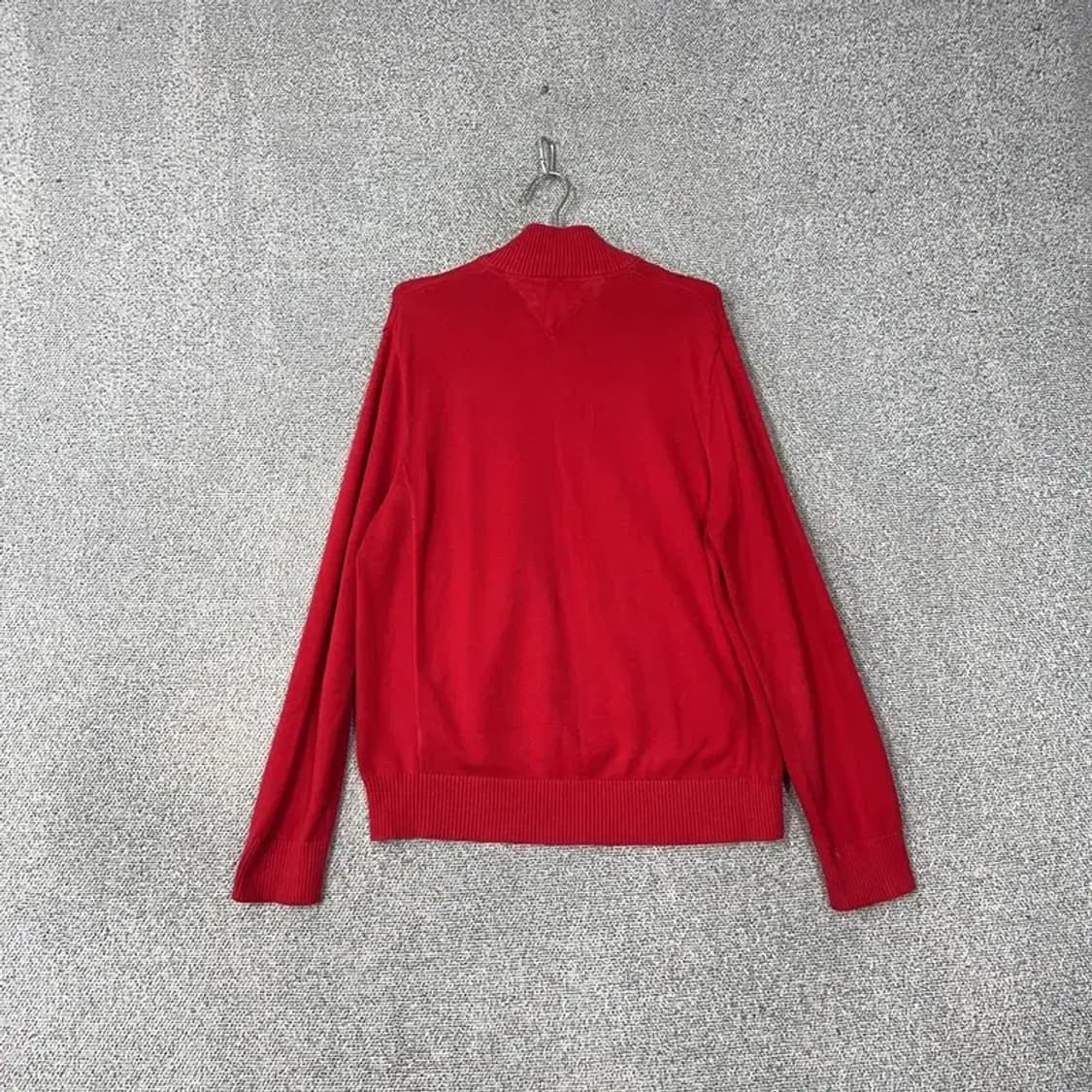 타미힐피거 레드 로고 코튼 반집업 니트 L 상품이미지2