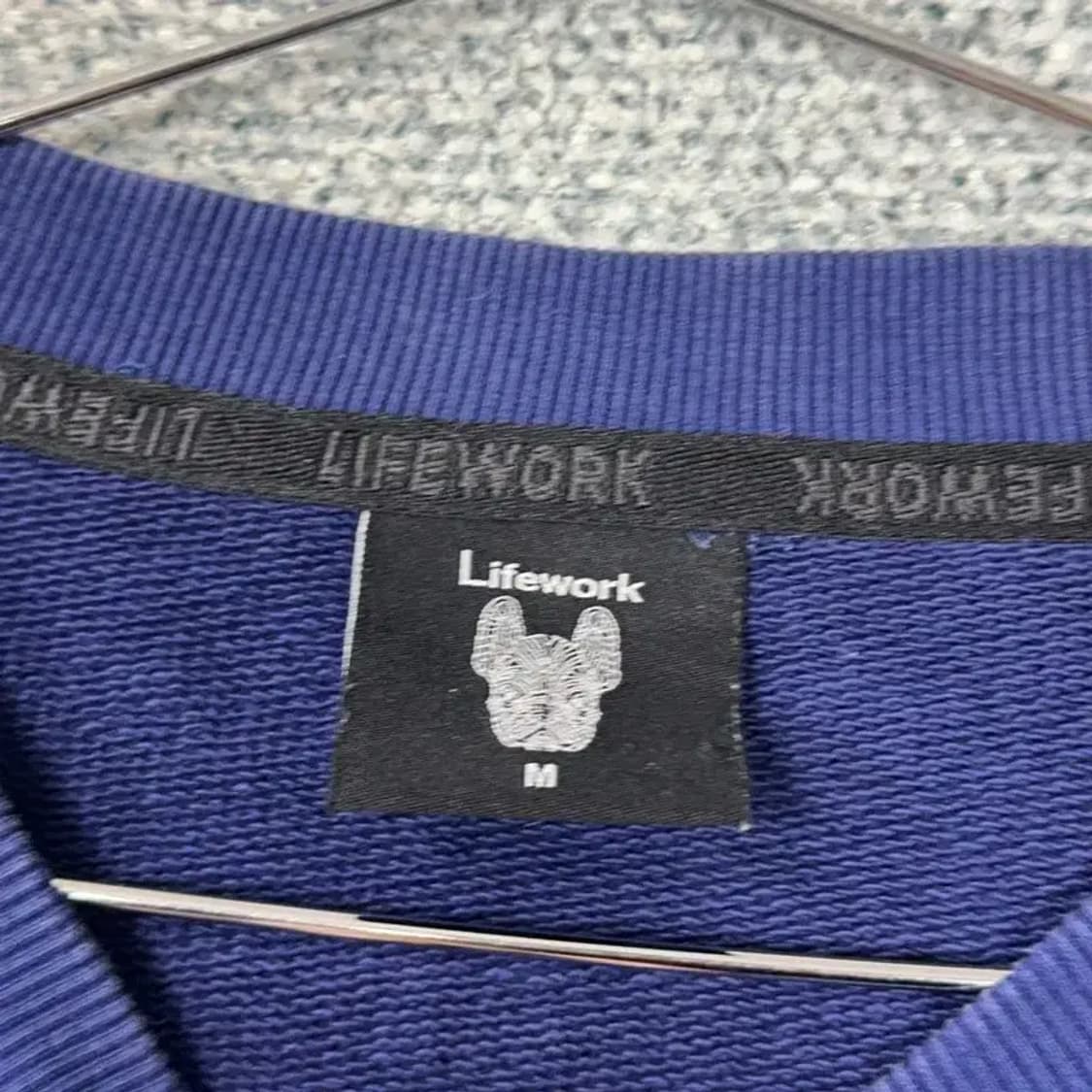 라이프워크 불독 로고 네이비 오버핏 맨투맨 M 상품이미지3