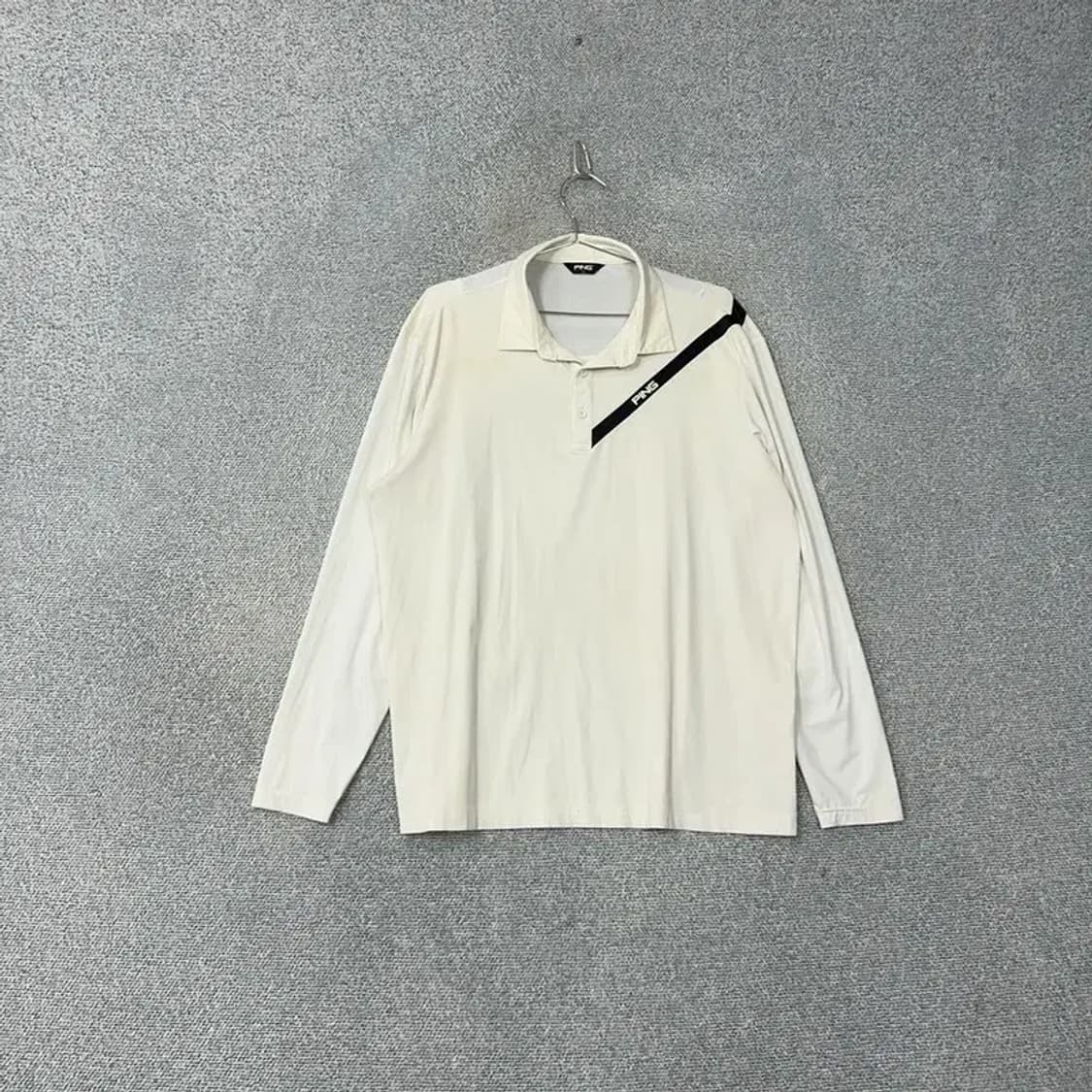 핑 골프 남성 화이트 긴팔 카라티 110 상품이미지1