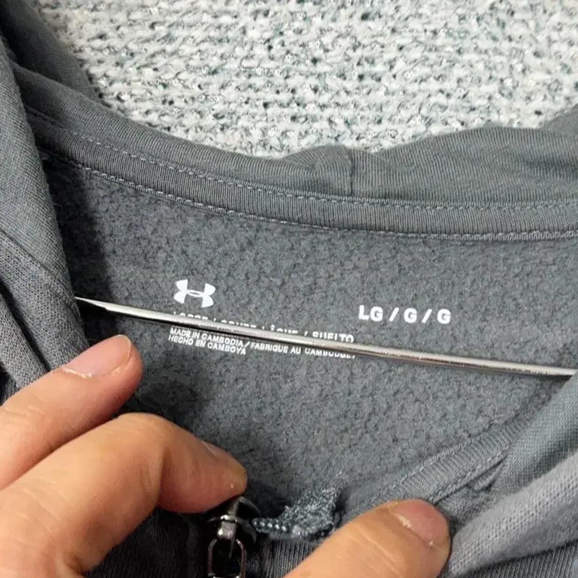 언더아머 딥그레이 로고 남성 후드집업 L 상품이미지3