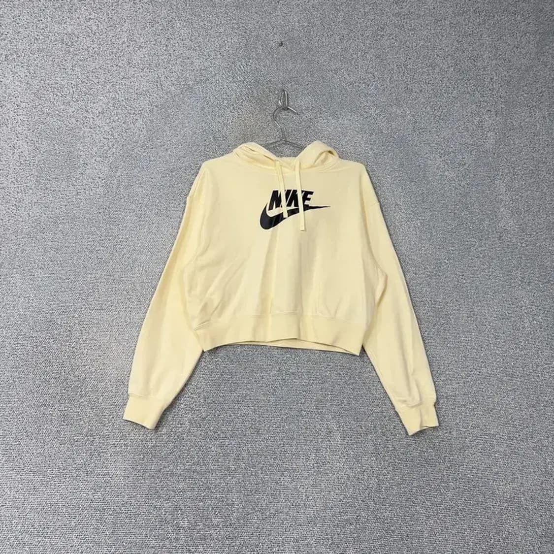 나이키 프린팅 옐로우 크롭 후드티 M 상품이미지1