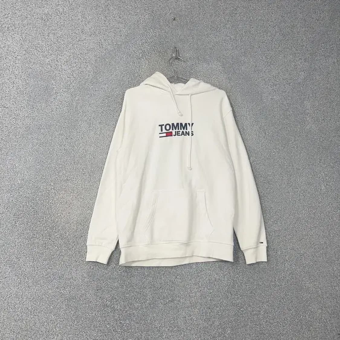 타미 진스 프린팅 로고 화이트 크림 오버핏 후드티 S 상품이미지1