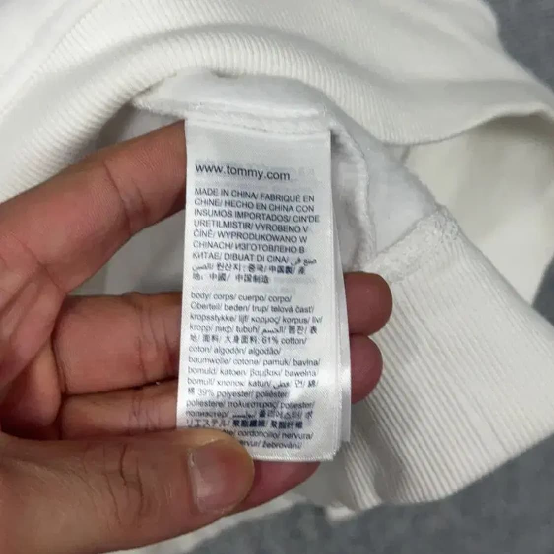 타미 진스 프린팅 로고 화이트 크림 오버핏 후드티 S 상품이미지5