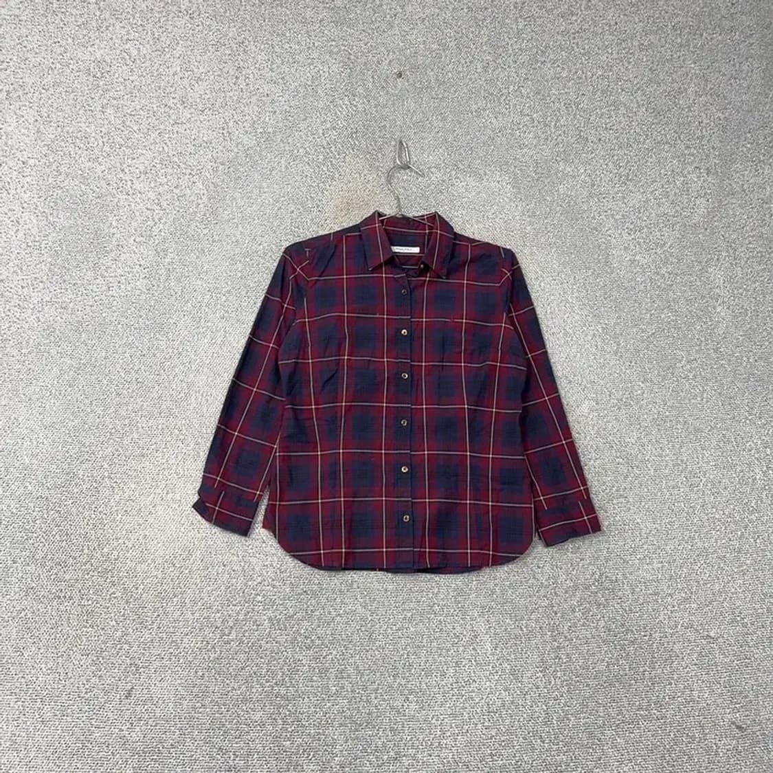 빈폴 로고 캐주얼 여성 버건디 체크 셔츠 남방 95 상품이미지1