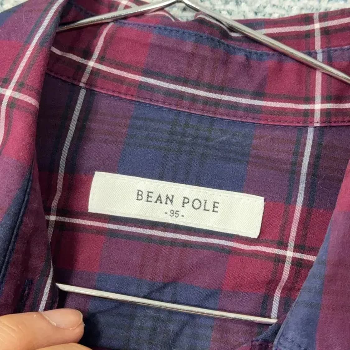 빈폴 로고 캐주얼 여성 버건디 체크 셔츠 남방 95 상품이미지3