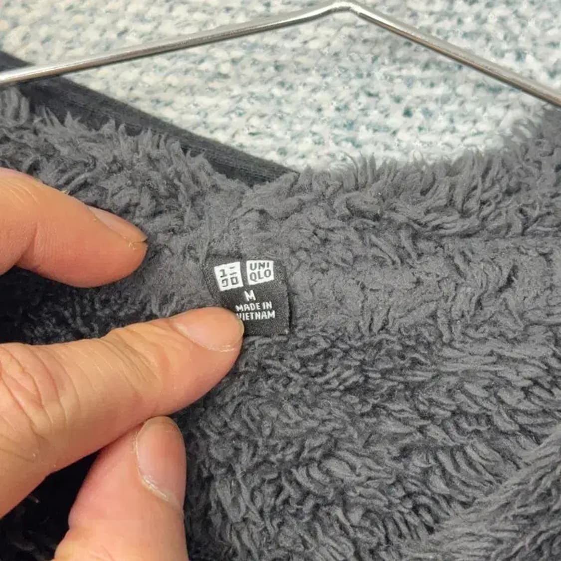 유니클로 블랙 보아털 후드집업 M 상품이미지5