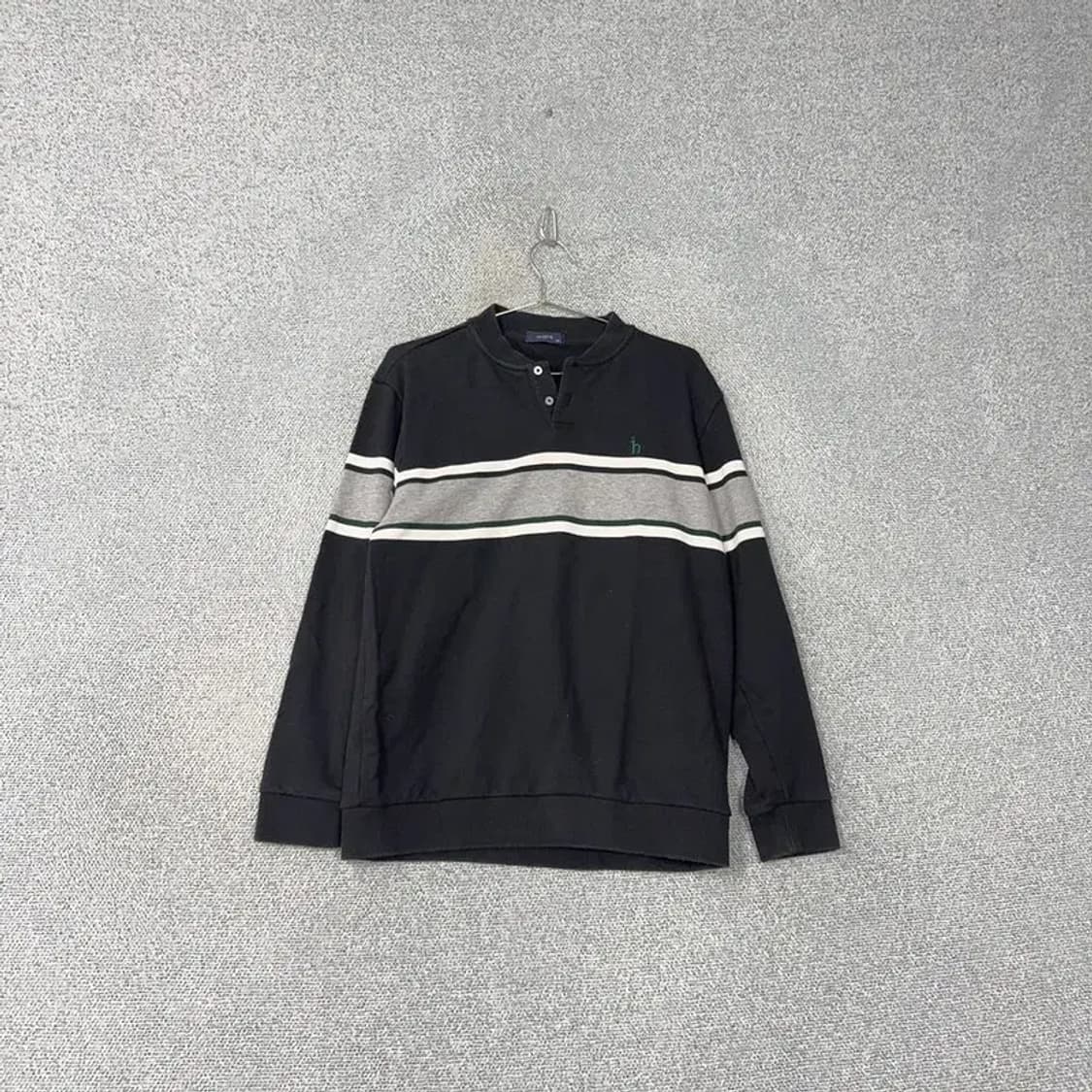 해지스 블랙 캐주얼 남성 버튼 코튼 맨투맨 100 상품이미지1