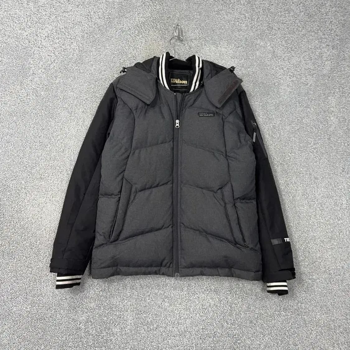 윌슨 그레이 단가라 캐주얼 오리털 덕다운 패딩 100 상품이미지1