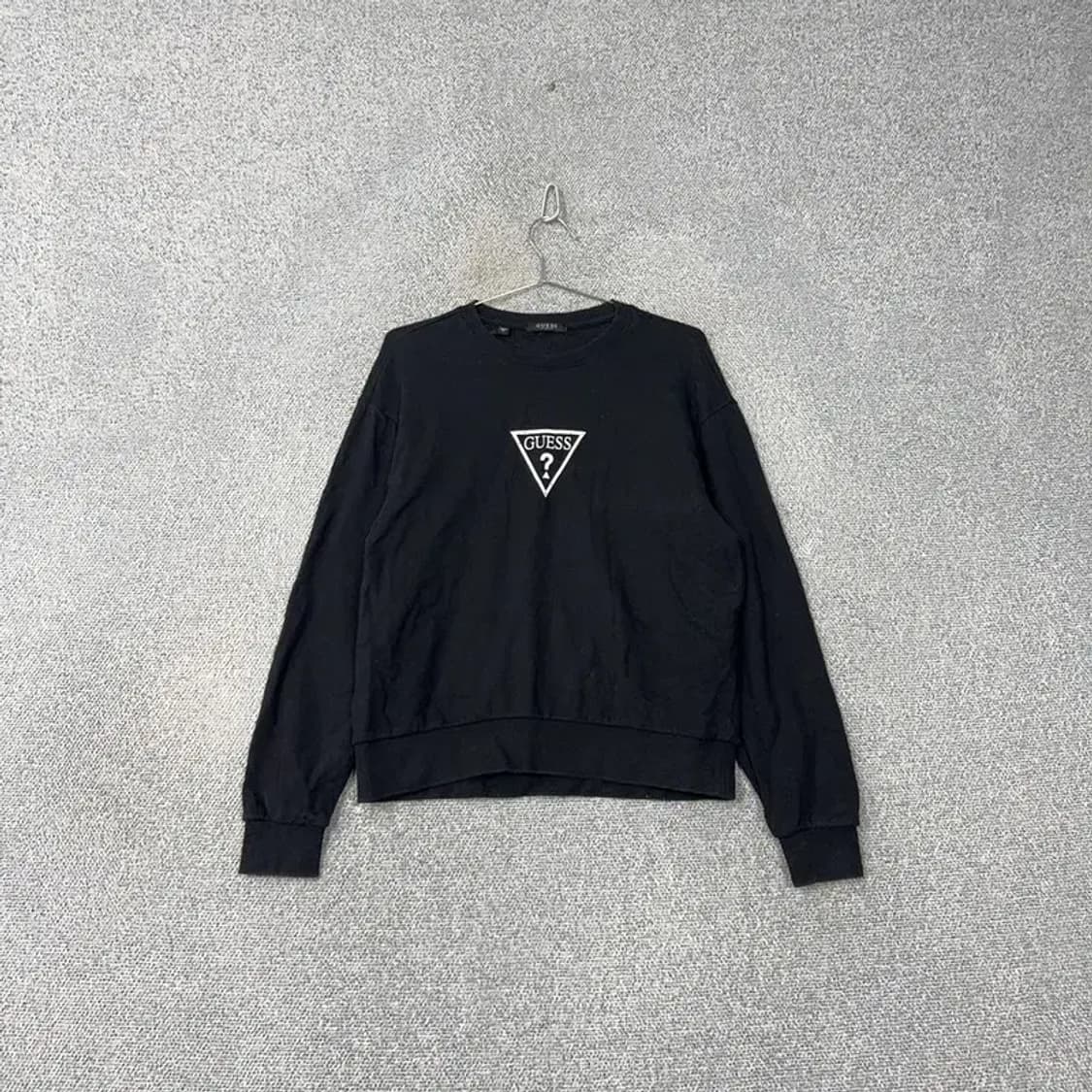 게스 센터 로고 캐주얼 블랙 맨투맨 M 상품이미지1