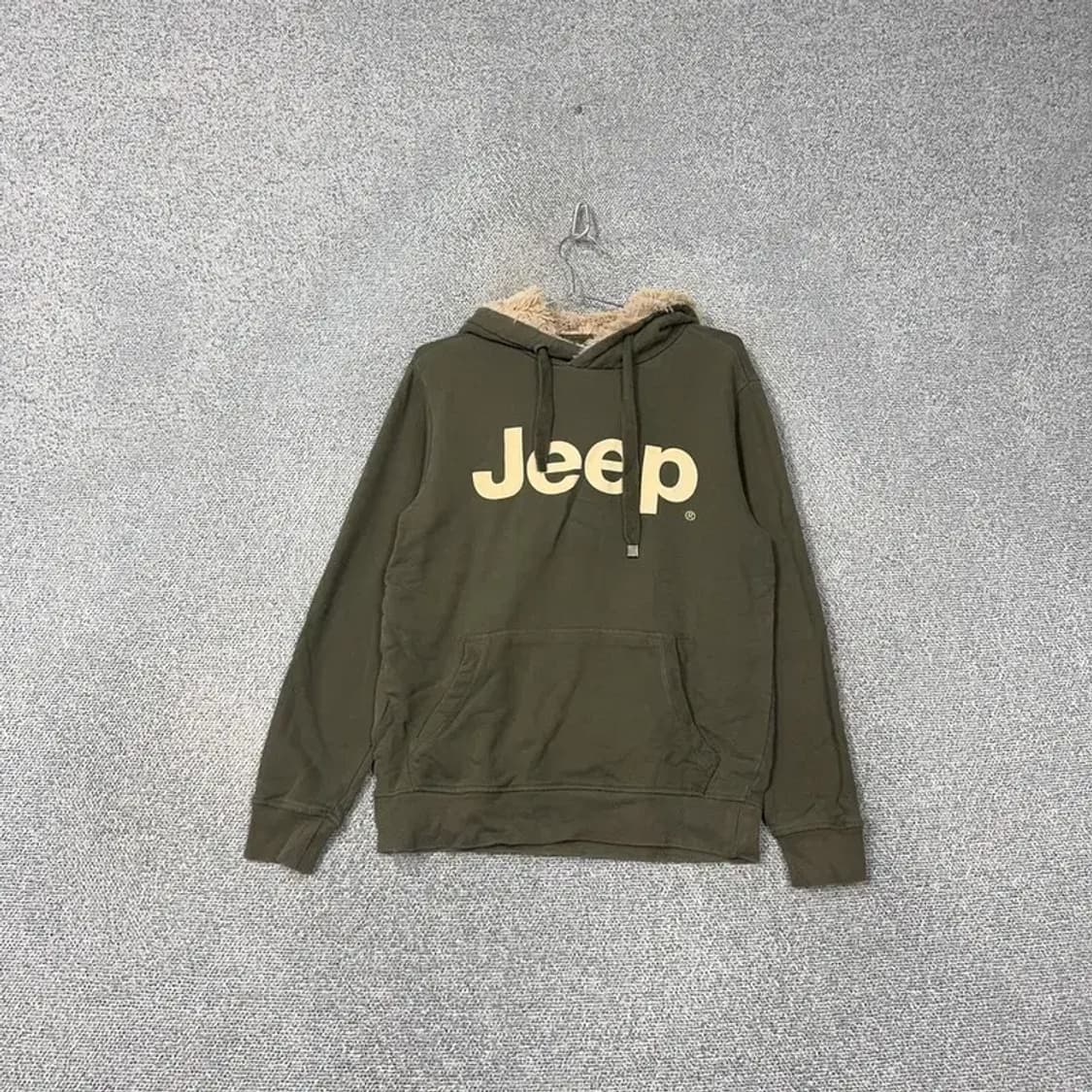 지프 프린팅 카키 퍼 후드티 M 상품이미지1