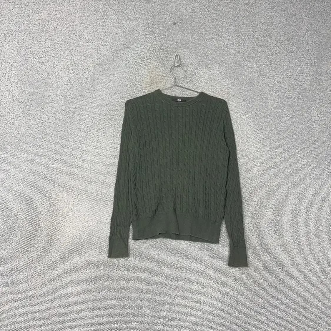 유니클로 캐시미어 꽈배기 그린 니트 M 상품이미지1
