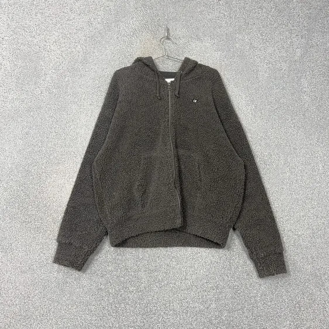 캘빈클라인 로고 그레이 플리스 후드티 M 상품이미지1