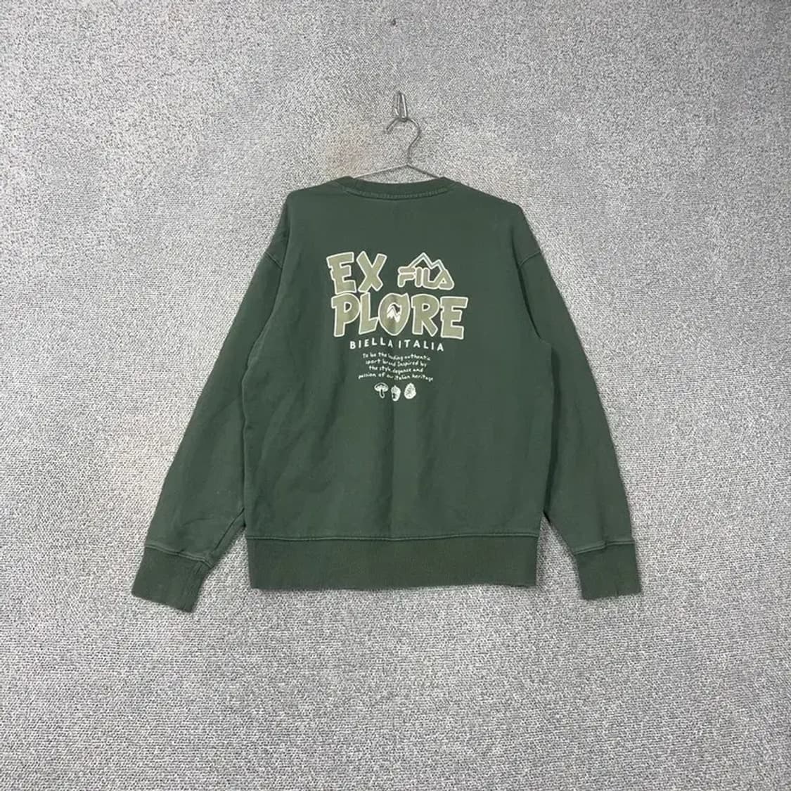 휠라 카키 로고 백프린팅 캐주얼 남성 맨투맨 L 상품이미지1