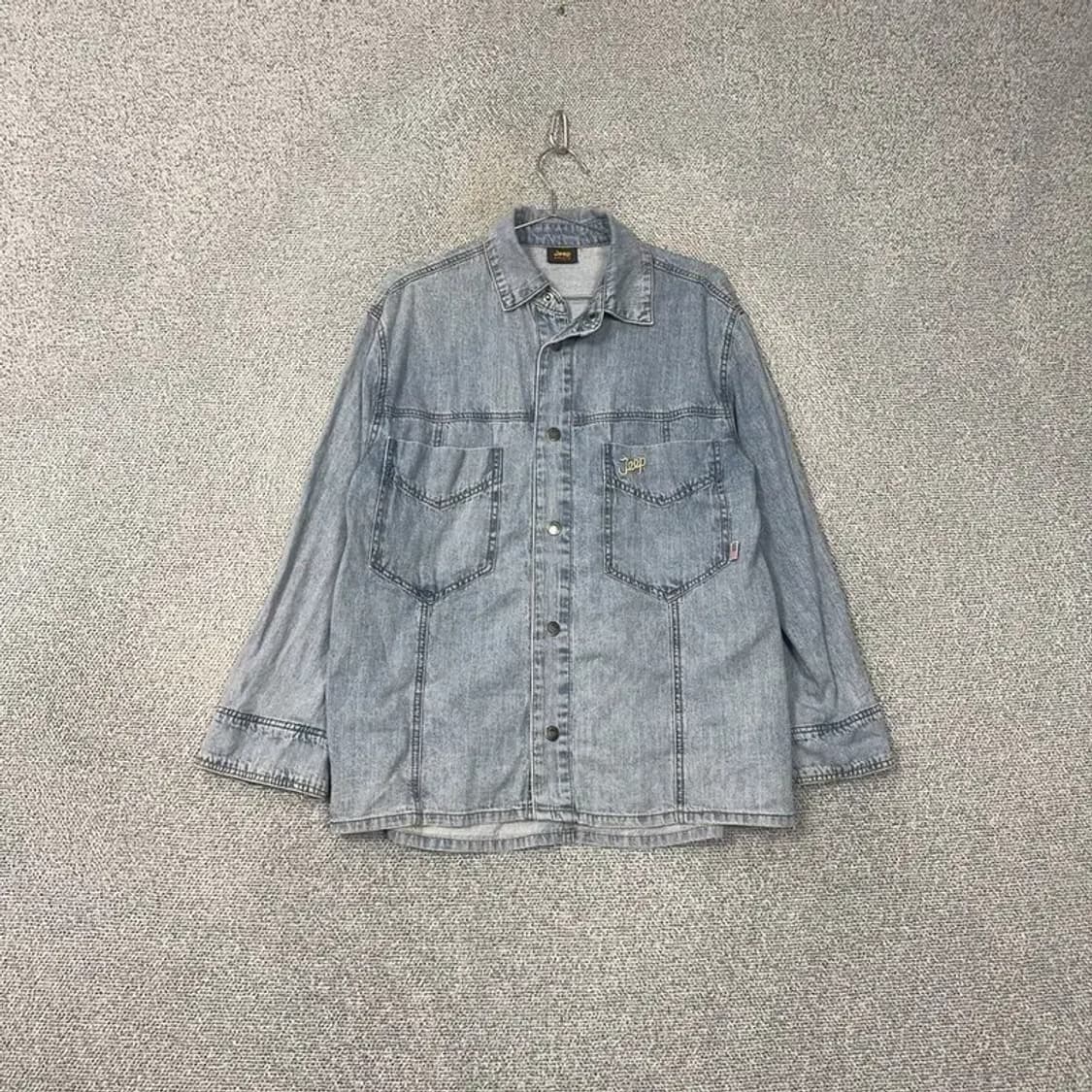 지프 라이트 블루 스티치 빈티지 데님 셔츠 S-M 상품이미지1