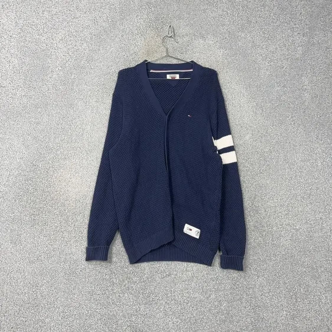 타미 진스 네이비 완장 로고 코튼 니트 가디건 L 상품이미지1