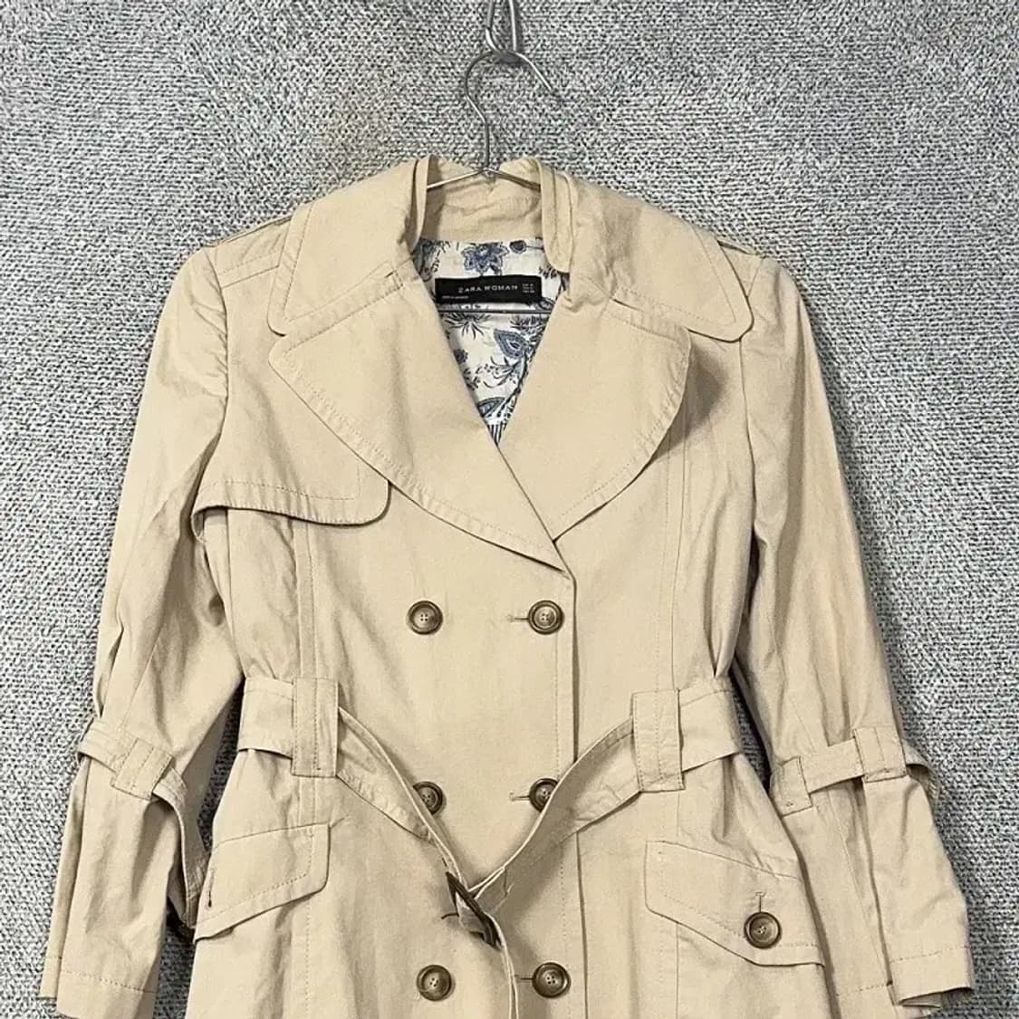 자라 베이지 벨티드 여성 클래식 트렌치 코트 M 상품이미지3