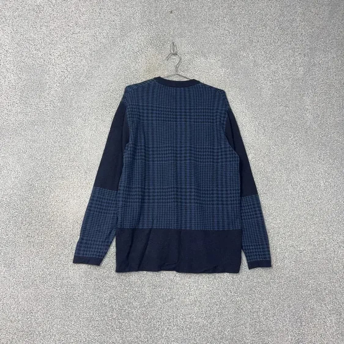 한섬 시스템 체크 패턴 네이비 니트 100 상품이미지2