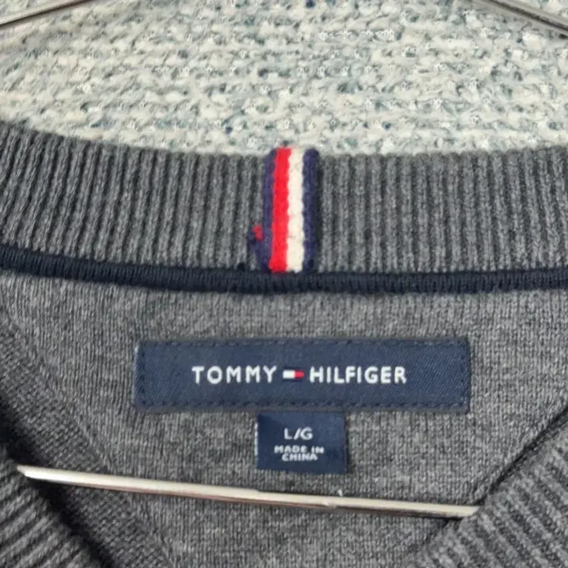 타미힐피거 빅로고 그레이 니트 L 상품이미지3