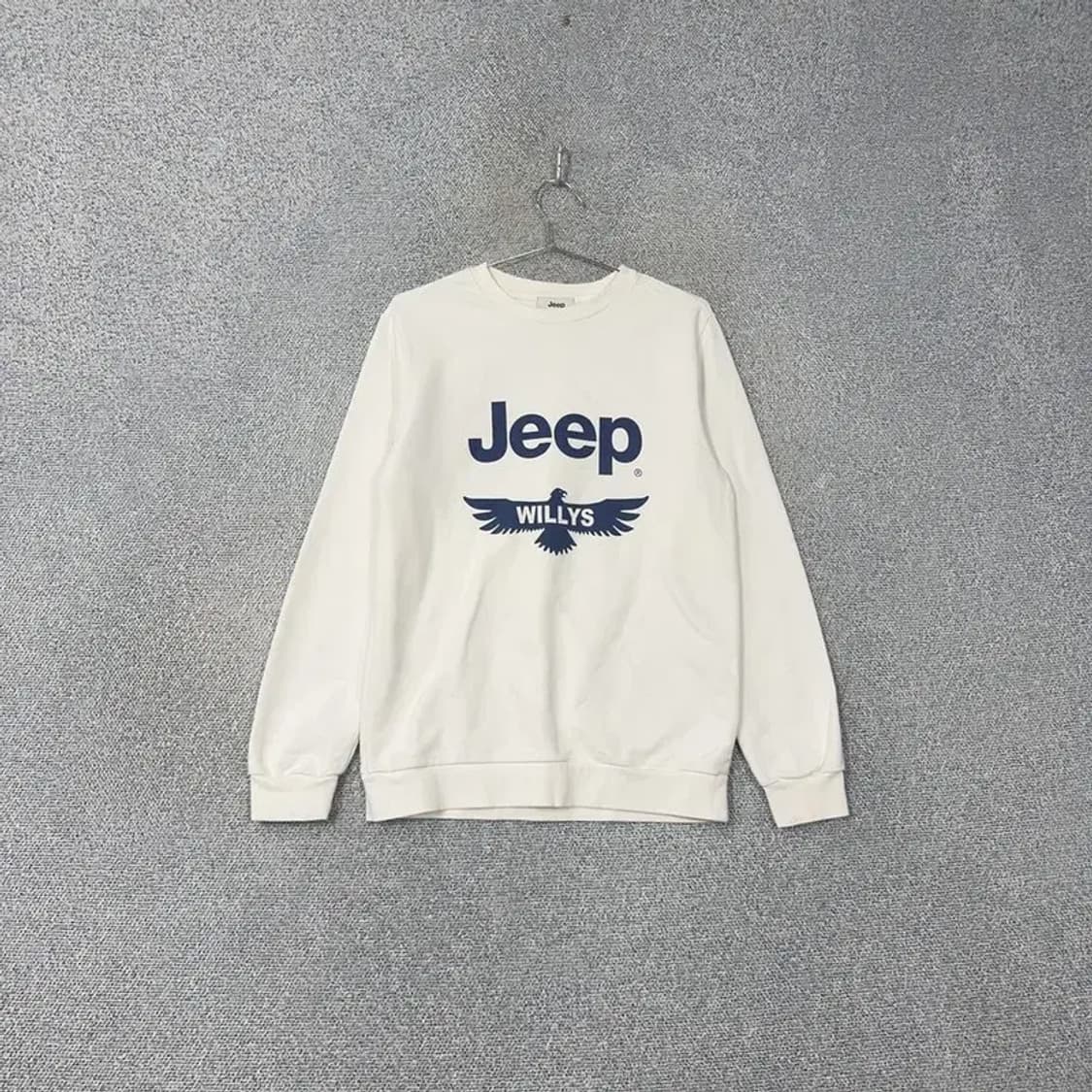 지프 프린팅 화이트 로고 캐주얼 맨투맨 M 상품이미지1