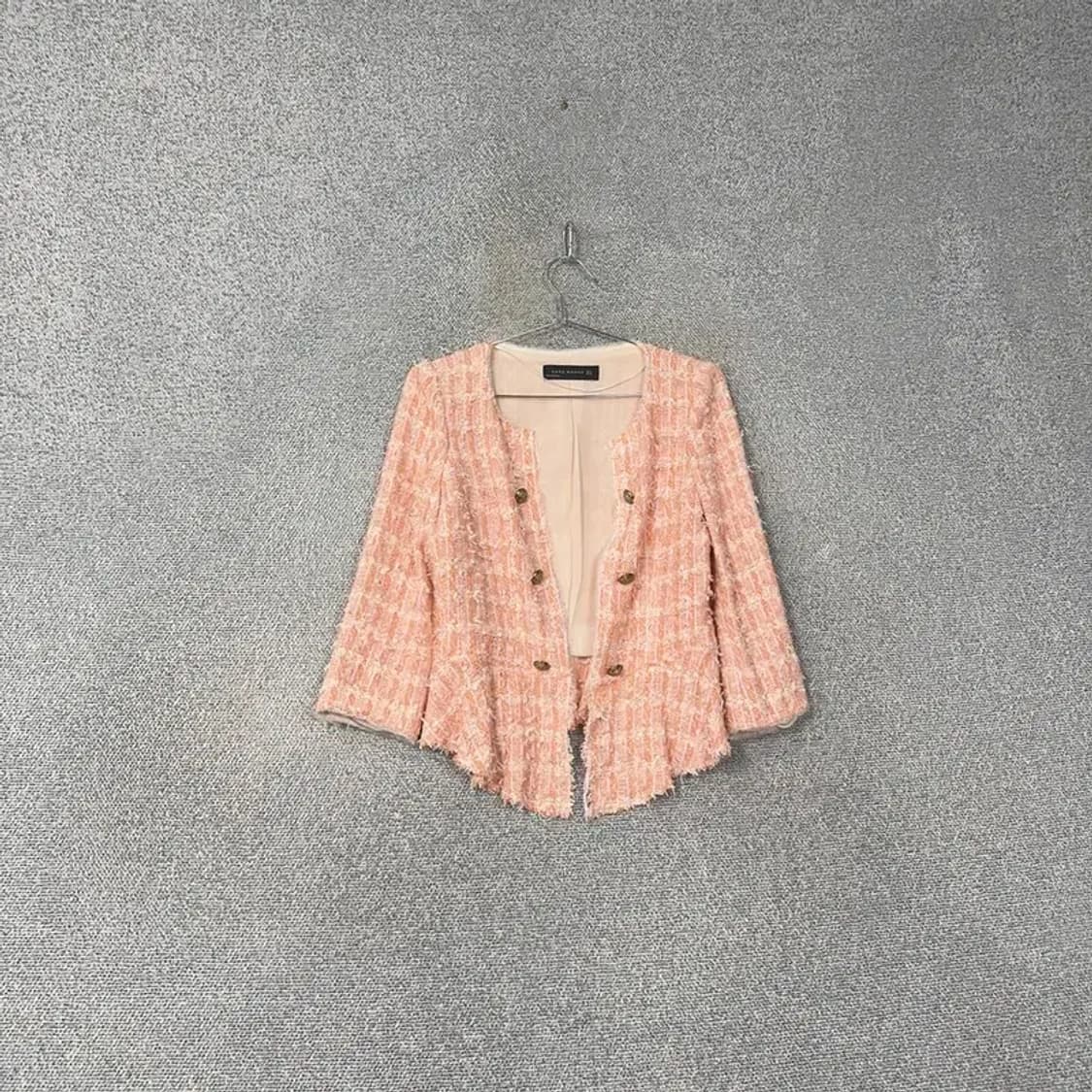 자라 체크 핑크 트위드 자켓 S 상품이미지1