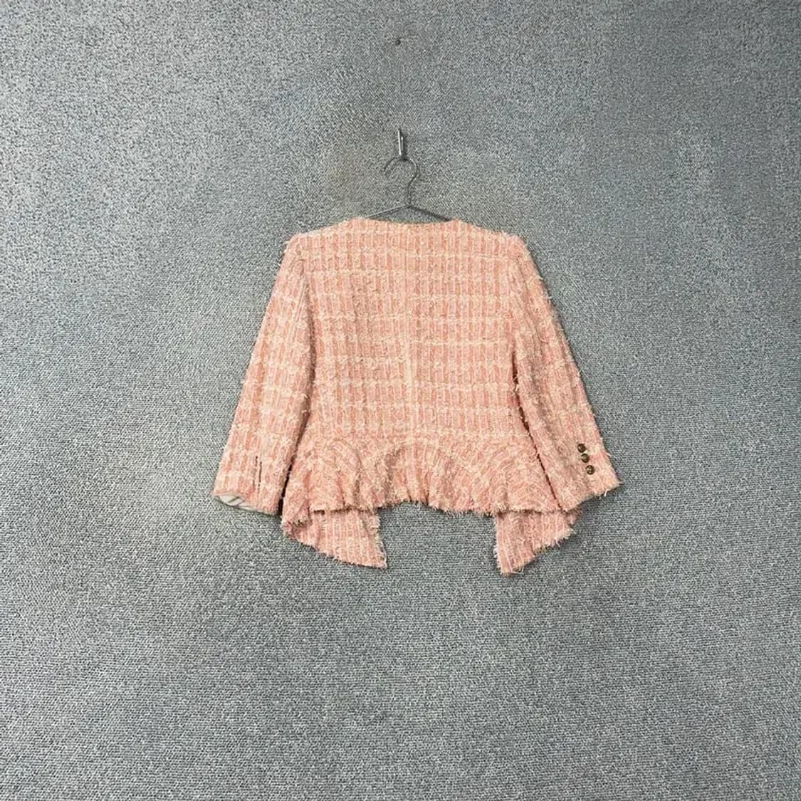 자라 체크 핑크 트위드 자켓 S 상품이미지2