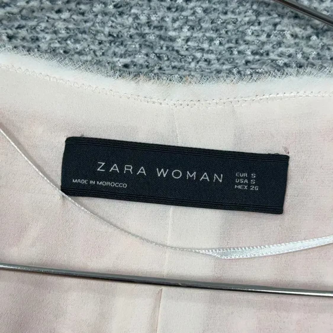 자라 체크 핑크 트위드 자켓 S 상품이미지3