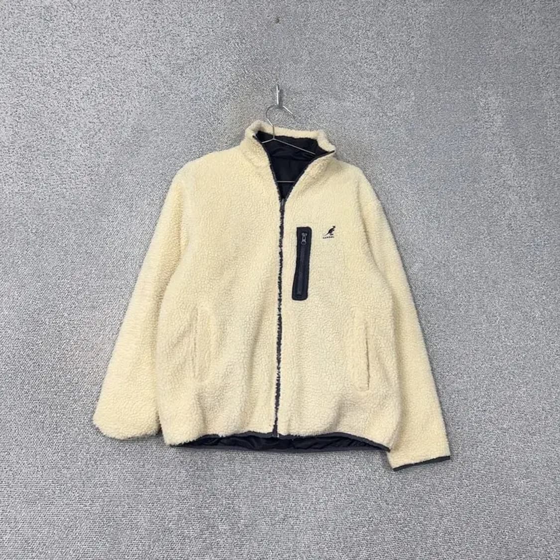 캉골 포켓 리버시블 화이트 후리스 M 상품이미지1